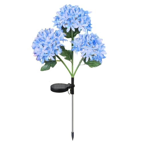 Luci a forma di ortensia artificiale, luci a 2 modalità, luci fiorite | Decorazione da giardino per esterni, cortile, arte floreale, patio, prato, illuminazione a energia