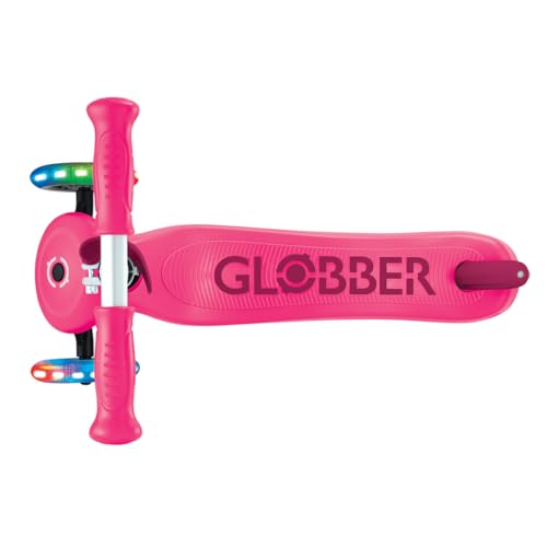 Globber - GO•UP Sporty Lights - Skalierbarer Tretroller, 3 R&auml;der mit Sitz, f&uuml;r Kinder von 15 Monaten bis 6 Jahren, Rosa