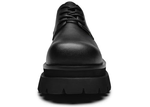 JIONS Mens Black Leather Derby Shoes Non-Slip 2.36" Thick-Soled Big Round-Toed Lace-up Platform Dress Business Oxfords3