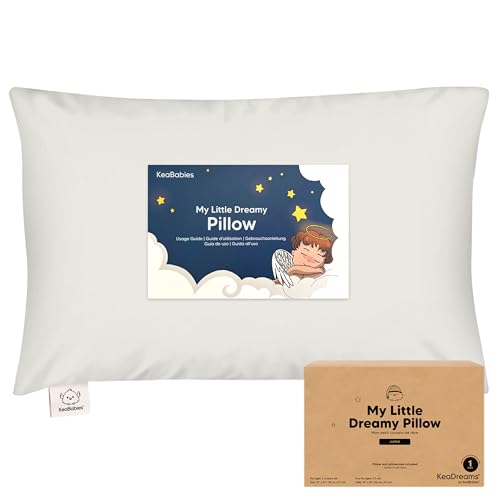 KeaBabies Organic Toddler Pillow with Pillowcase, Jumbo 14X20 (Pearl Gray)