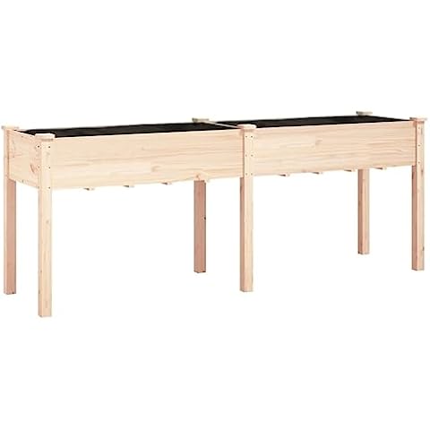 vidaXL Solid Wood Planter with Liner Cover