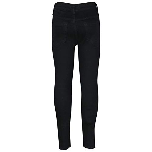 A2Z Kids Girls Stretchy Jeans Roses Embroidered Jet Black Denim Trousers Jeggings3