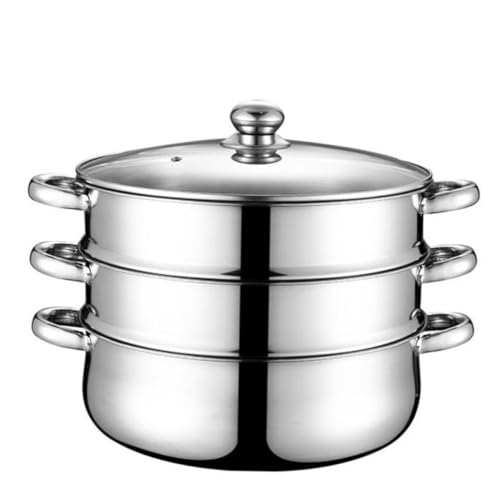 Mikinona Pentola Vapore Acciaio Tre Strati Spessa Multiuso per Cottura Vapore Zuppe e Hot Pot Resistant Food Grade per Cucina Domestica
