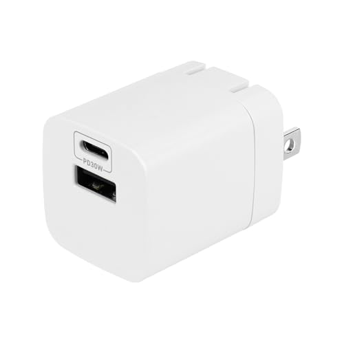 オウルテック AC充電器 PD30W USB Type-C ×1 USB Type-A ×1 小型 2台同時充電 折りたたみプラグ 保護機能搭載 ホワイト OWL-APD30C1A1R-WH