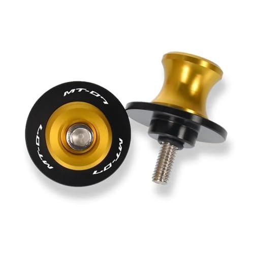 オートバイ用ロッカーアームスプール Y&ama&ha Mt 07 FZ Mt07 Fz07 2014-2016 2021 2018 2019 2020 6mm スイングアームスプール スライダー ネジ スタンド オートバイ用(Gold-3)