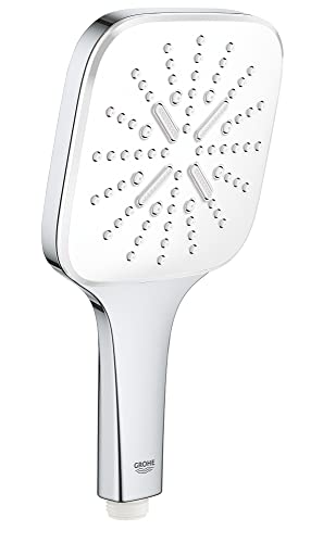 GROHE Rainshower SmartActive 130 Cube, Pommeau de Douche 3 Jets, Economie d'Eau, Moon White, 26582LS0