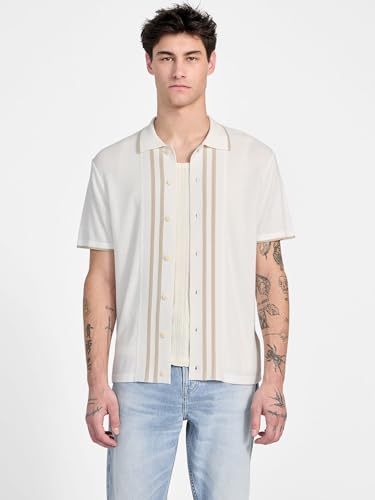 GUESS Men's Eco Short Sleeve Tyler Stripe Sweater Polo3