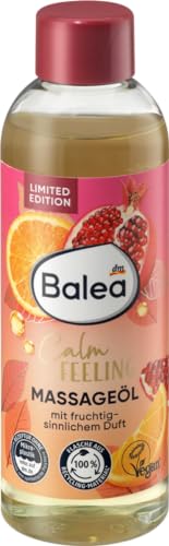 Balea 3er-Set Massageöl: CALM FEELING mit fruchtig-sinnlicher Note (100 ml) + MINDFUL MOMENT blumig exotisch (100 ml) + PARADISE DREAMING Pflegeöl mit einem Hauch von Blüten & Cocos (100ml), 300 ml – Bild 3