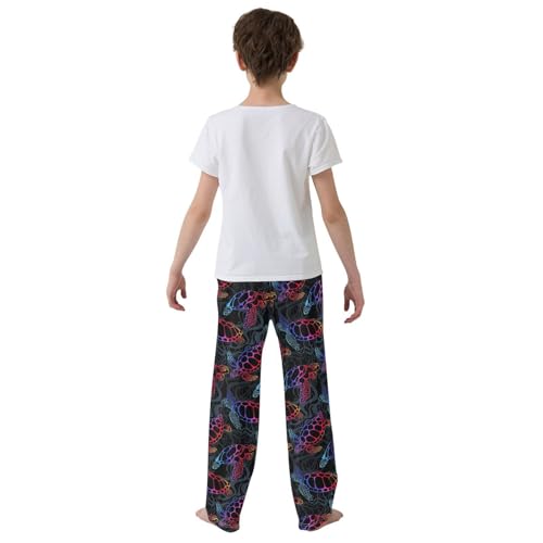 Funny Turtle Boys Long Pants Soft Trousers Elastic Waist Kids Lounge Bottoms with Pockets S-XL3
