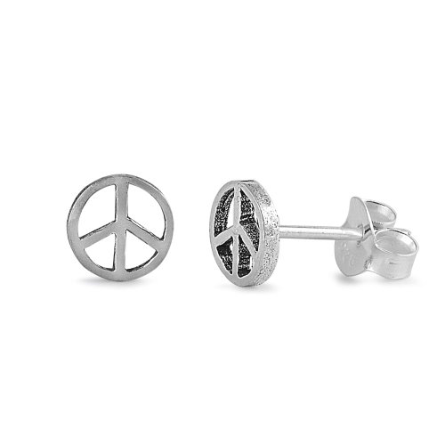 Sterling Silver Peace Sign Stud Earrings