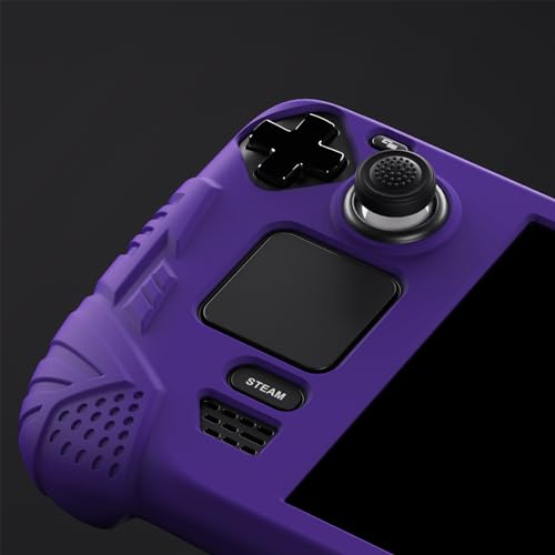 PlayVital Armor Series Ergonomic Case for Steam Deck LCD, Soft Cover Protective Silicone Protector with Back Button Enhancement Designed & Thumb Grips Caps for Steam Deck - Purple - Image 5