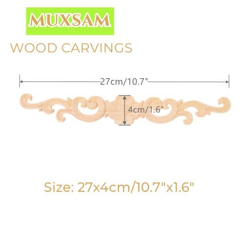 MUXSAM 4pcs 27 * 4cm Holz Skulptur Lang Corner Flourish Applique Blumenmuster Möbel Deko Europäischer Stil