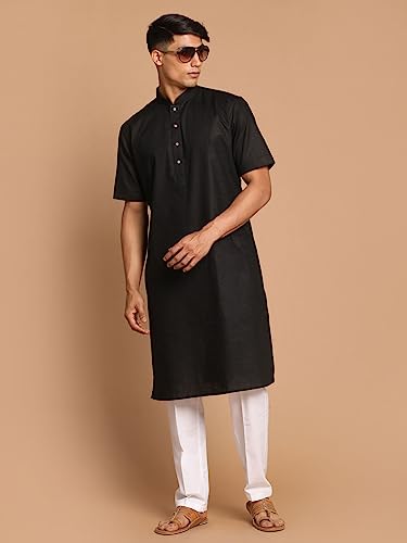 Image of VASTRAMAY Men's Cotton Linen Kurta Pyjama Set (1)