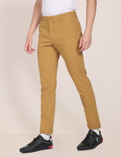 Image of U.S. Polo ASSN. Men's Regular Solid Textured Austin Trim Fit Mid Rise Casual Trousers