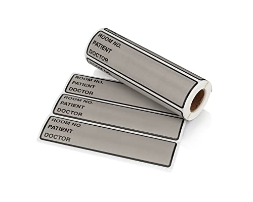 Image of Carstens Patient I.D. Adhesive Medical Chart Labels for 1.5 inch - 4 inch Ring Binder Spines - Pre-Printed Sticker Labels (Room No. / Patient /Doctor), 5 3 /8 inch x 1 3 /8 inch, Gray, Roll of 200