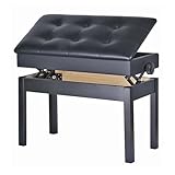 ZythrXLate Banco de Piano de Cuero con elevación Doble y Altura Ajustable, Taburete de Piano con estantería, Taburete de Piano con Almacenamiento para Sala de prácticas, Estudio de música
