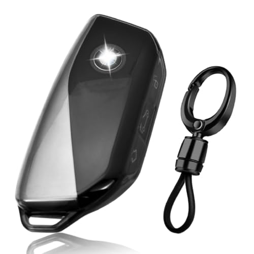 Image of JVCV Soft TPU Transparent Cover Compatible with BMW 2023 New 7 Series 740i 760i X1 X7 XM IX I7, X5 smart Key (Transparent Black Style A)