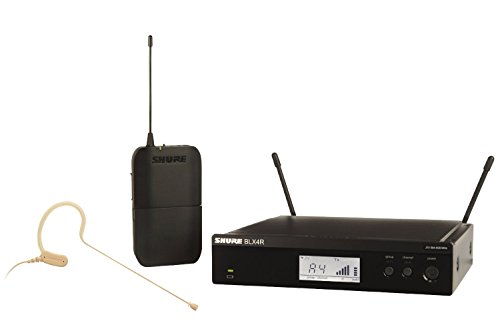 Shure BLX14R MX53 Wireless Microphone System with BLX4R Rack Mount Receiver, BLX1 Bodypack and MX153 Earset Headworn Subminiature Mic for Presentations, Houses of Worship and Live Sound