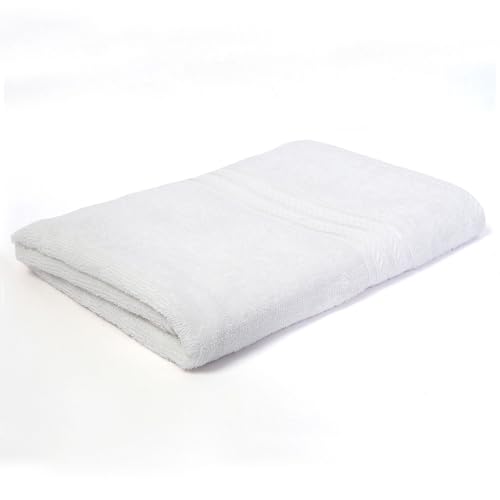 Image of Layers 100% Cotton Bath Towel | True Care Collection | 380 GSM Super Absorbent | Soft & Quick Dry | Shrink & Pill Resistant | White Solid Minimalist | 1 Piece for Men & Women | 60 x 120 cm