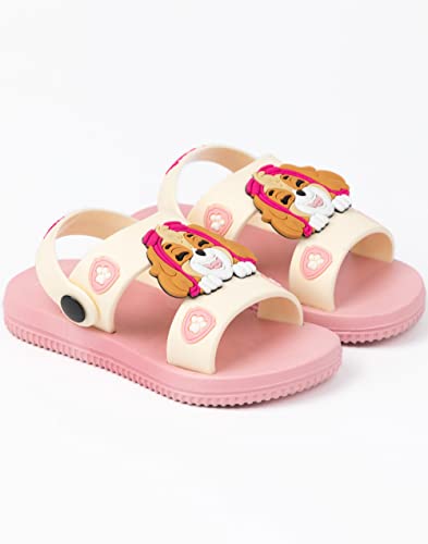Paw Patrol Girls Sandals | Kids Pink Sliders with Supportive Strap | Skye The Rescue Pup Summer Shoes | Slip-on Footwear4