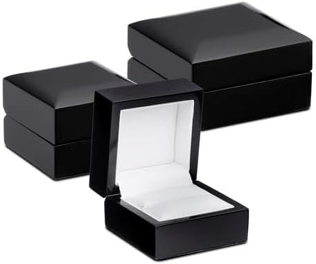 Miniatura 7 de Allure Caja grande para aretes de madera estilo barra en T, caja de regalo de joyería de madera negra, con acabado brillante lacado pulido e