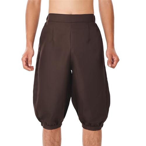 BLESSUME Retro Colonial Pants Renaissance Mens Knicker Pants Breeches Brown