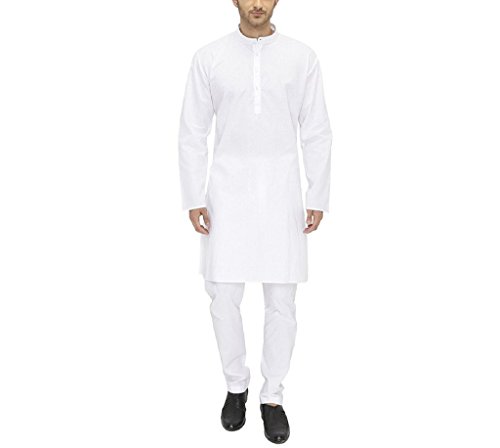Ensemble de pyjama Kurta homme blanc en coton et lin ample taille 46 Royal