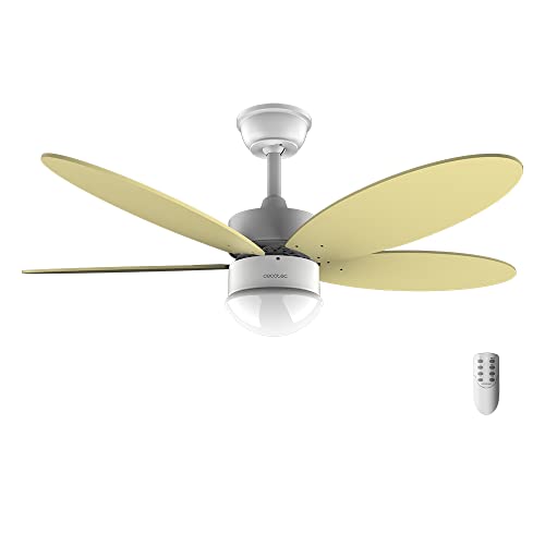Cecotec Ventilador de Techo con Luz EnergySilence Aero 4260 SunLight. 40 W, Motor DC, Diámetro 42” con 5 Aspas Reversibles, Luz LED, Mando a distancia, Temporizador, 6 Velocidades