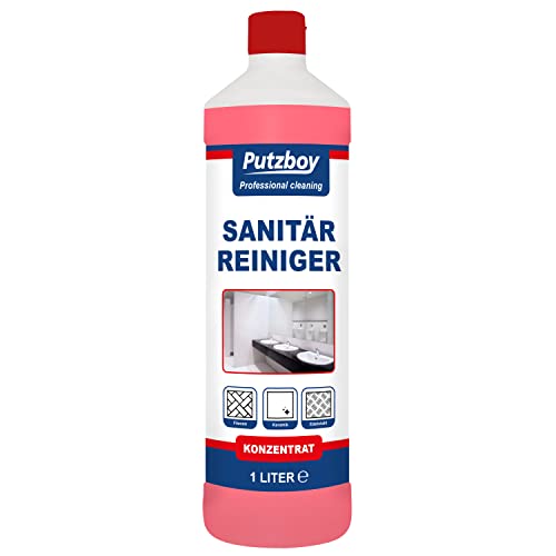PUTZBOY Sanitärreiniger / Badreiniger - Konzentrat - für alle säure-& wasserfesten Materialien im Santiärbereich - 1 Liter - Made in Germany Cover