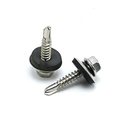 Self-Drilling Screw, Zinc Plated Finish, Hex Washer Head, External Hex Drive, Sealing, Includes Washer [Pack of 100] (10 X 20) - Image 5 thumbnail