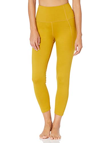 Amazon Brand - Core 10 Women's All Day Comfort High Waist Yoga 7/8 Crop Legging with Side Pockets, Honey, Medium