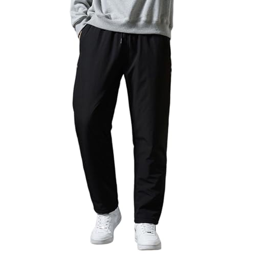 Pantalones de entrenamiento de forro polar impermeable con forro de lana, pantalones cargo Y2K, pantalones pesados con cordón, parte inferior holgada, ajuste relajado, pantalones de entrenamiento para