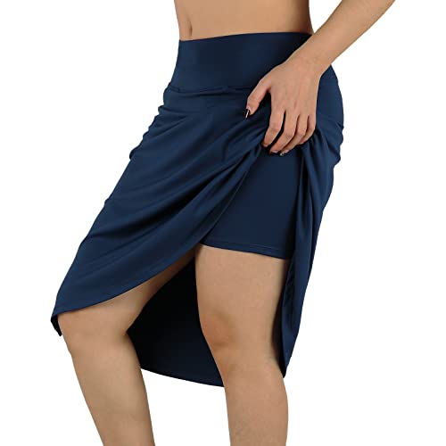 Knee Length Skorts Skirts for Women with Pockets Midi Skirt with Built-in Shorts Golf Tennis Skirt for Casual2
