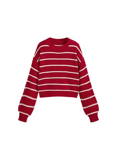 CIDER Women’s Cropped Striped Sweater Long...