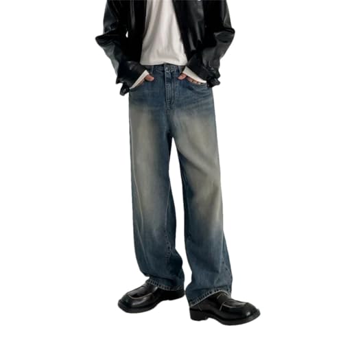 Men Jeans Loose Straight High Street Versatile Wide Leg Trousers