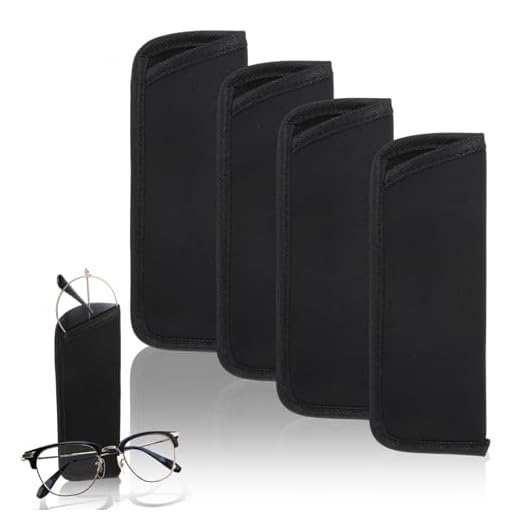 4 Pack Slip in Eyeglasses Cases, Protective Reading Glasses Pouch Portable Soft Cloth Eyewear Bag for Travel, Soft Eyeglass Pouch, Slip-In Protective Eyeglass Case, Compact Glasses Pouch Holder