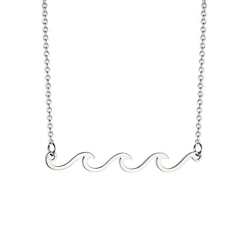 Lauren-Spencer Wave Necklace Gold Silver Plated Ocean Wave Necklace Dainty Beach Choker Necklaces for Women Teen Girls Surfer Jewelry Gifts Boho Summer Necklace