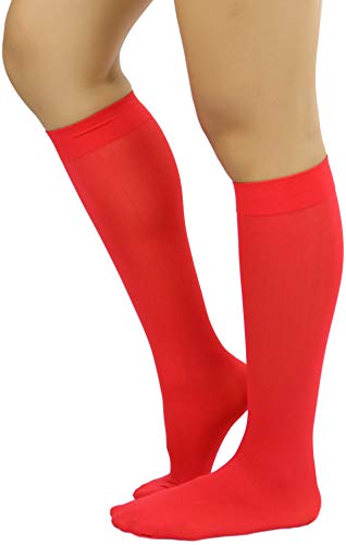 Image of ToBeInStyle Women's Opaque Knee High Nylon Fashion Socks Solid & w /Front Satin Bow