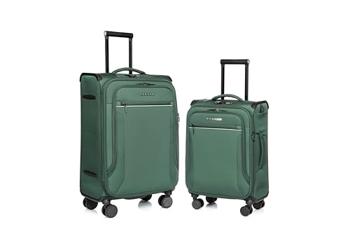 Image of Verage Luxe Toledo Set of 2 (S+M) Softsided Lightweight Spinner Wheels Luggage, Expandable Suitcase with TSA Lock & LED Flashlight, Green (20 /24)
