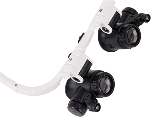 Lupa com faixa de cabeça ajustável profissional com luz LED 8X 15X 23X Óculos de lupa Óculos binocul