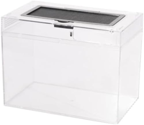 アクリル爬虫類飼育容器 トカゲ・ヘビ・カエル用 繁殖運搬両用 透明通気 積み重ね可能 (M)