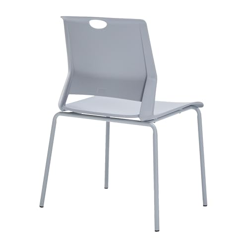 Image of Sidanli Waiting Room Chairs Set of 4, Grey Stack Chairs with Back, Stacking Chairs with Metal Legs