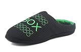 A&H Footwear Mules de Noël à enfiler avec doublure chaude pour homme Noir et vert Pointure 40-46, Noir à pois verts., 46 EU