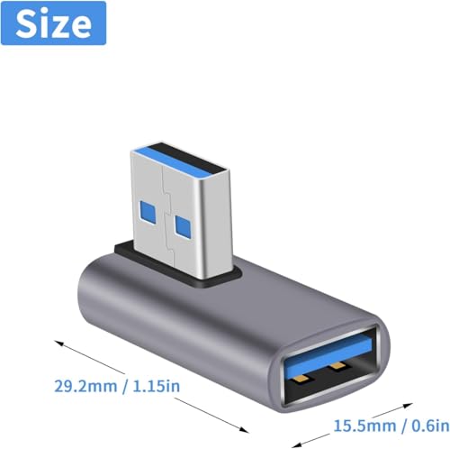 Image of Tobo 90 Degree 10Gbps USB A Extension Extender, USB 3.0 Type A to Type A Male to Female Adapter, 90 Degree USB 3.0 Adapter for Camera, USB hub, Mouse, Printer TD-1480CC
