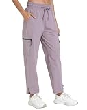 Women's Hiking Pants Lightweight Water Resistant(Primrose Purple,L)