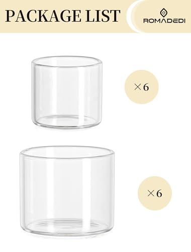 Romadedi Teelichthalter Glas 12 Stück Kerzengläser: Klare Teelichtgläser Windlicht für Teelichter Tischdeko Clear Votivkerzenhalter Teelicht Gläser für Kerzen Hochzeit Party
