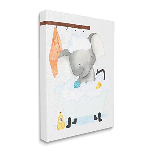 Image of 'Children's Baby Elephant Bubble Bath Rubber'| Canvas Art | Stupell Industries | 24 x 30 Inches, Easy to Hang and Sturdy, Made in USA, by Erica Billups