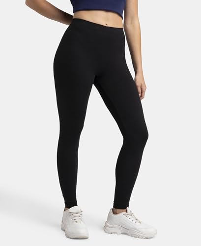 Image of Jockey AW87 Women Super Combed Cotton Elastane Stretch Leggings with Ultrasoft Waistband