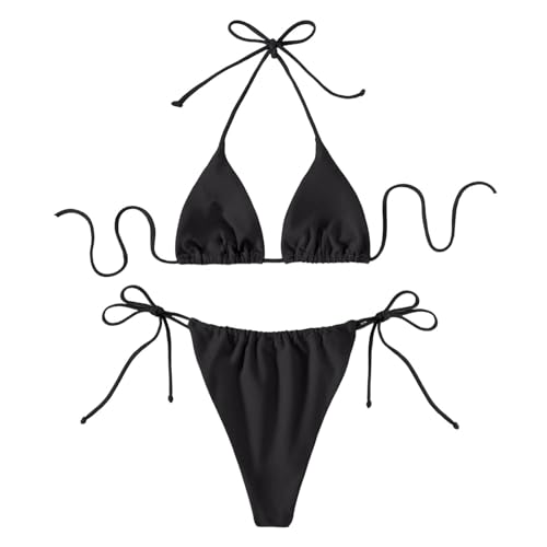 Conjunto Bikini Mujer Bañador Mujer Natacion Traje De Baño para Push Up Sexy Halter Cintura Baja Ajustable con Nudo Swimwear Sólido Adecuado Viajes Playa La Natacion