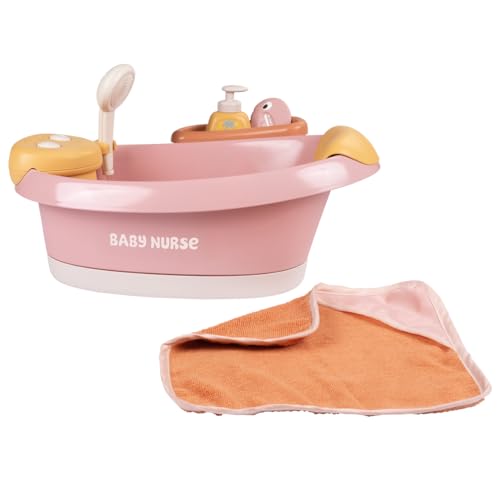 Smoby - Baby Nurse - Baignoire Balnéo - pour Poupons Jusqu'à 42 cms - Module Electronique - Jets d'eau, Bulles, Lumières LED - Nombreux Accessoires - Fonctions de...